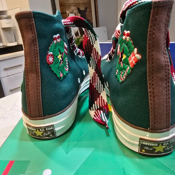 Converse W Chuck 70 High 'X-Mas Gingerbread & Knit Sock Sneakers A12455C MENS 10 - Picture 4 of 16